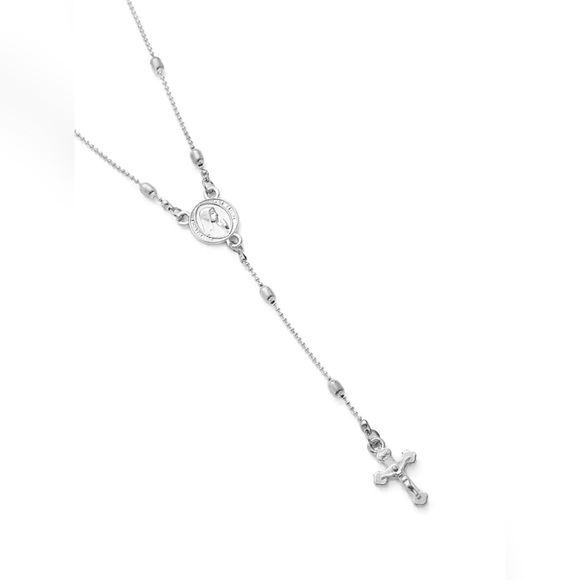 Rosary Silver Cross Long Body Necklace - Picture 3 of 3